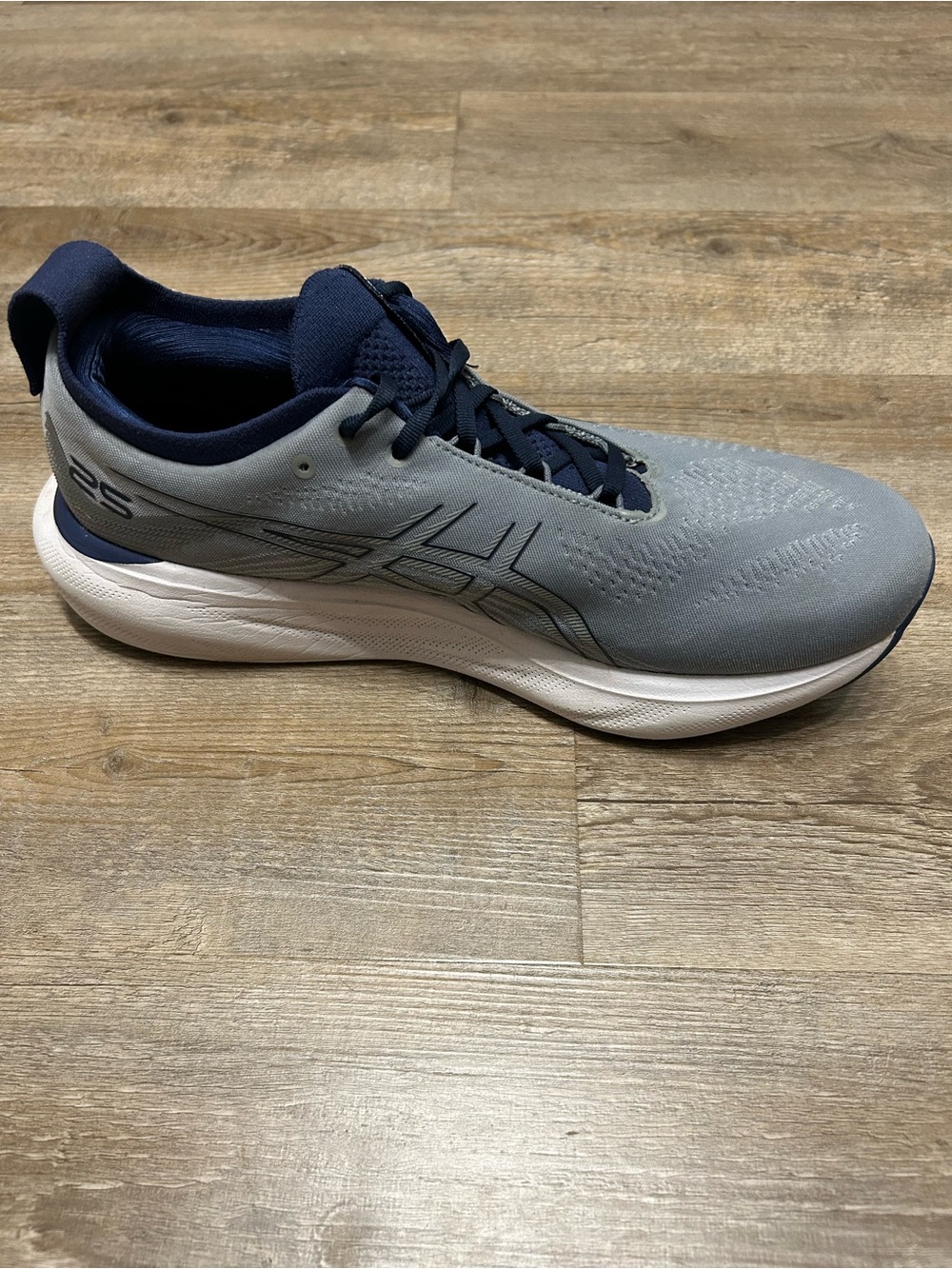ASICS Gel Nimbus 25 Men's Size 12.5 Athletic Running Shoes Gray Navy Sneakers - Picture 6 of 10